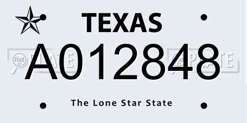 A012848 Texas License Plate
