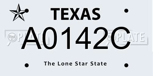 A0142C Texas License Plate