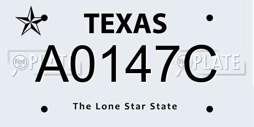 A0147C Texas License Plate
