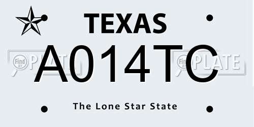 A014TC Texas License Plate