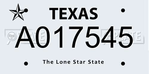 A017545 Texas License Plate