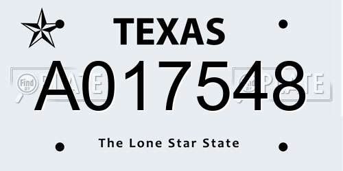 A017548 Texas License Plate