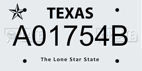 A01754B Texas License Plate