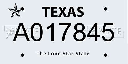A017845 Texas License Plate