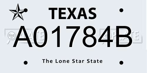 A01784B Texas License Plate