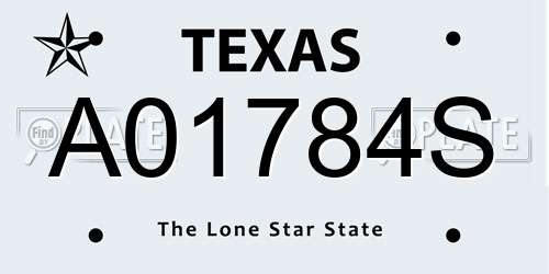A01784S Texas License Plate