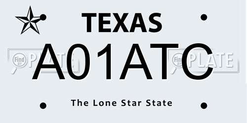 A01ATC Texas License Plate