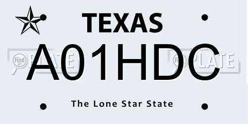 A01HDC Texas License Plate