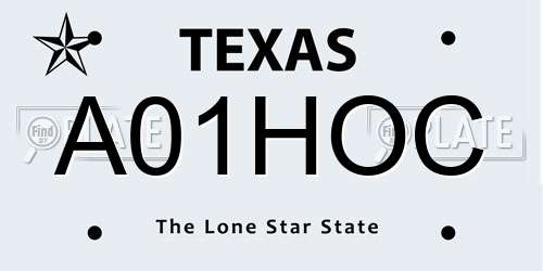 A01HOC Texas License Plate