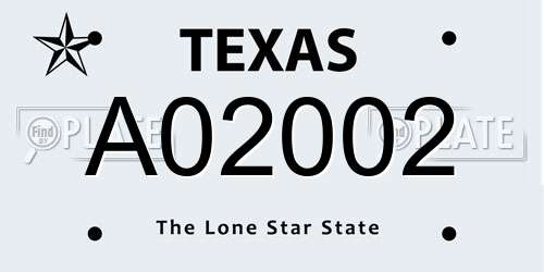 A02002 Texas License Plate