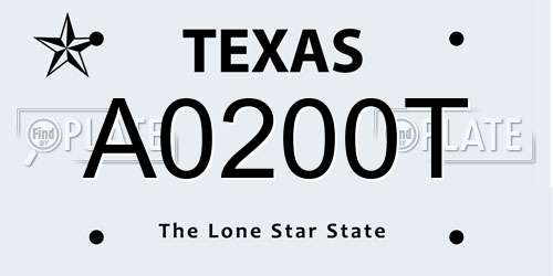 A0200T Texas License Plate