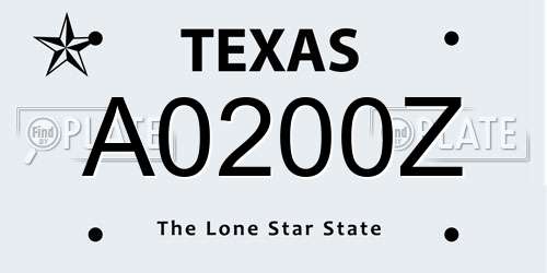 A0200Z Texas License Plate