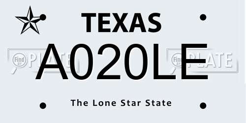 A020LE Texas License Plate