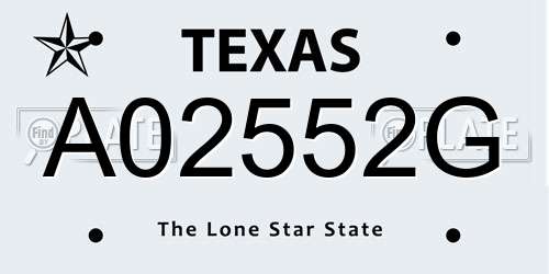 A02552G Texas License Plate