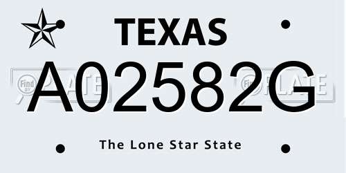 A02582G Texas License Plate