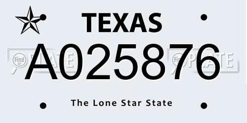 A025876 Texas License Plate