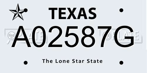 A02587G Texas License Plate