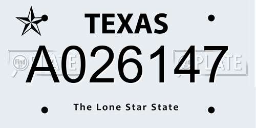 A026147 Texas License Plate