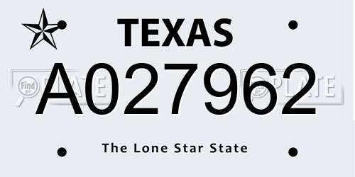 A027962 Texas License Plate