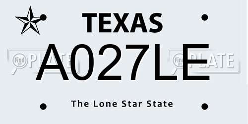 A027LE Texas License Plate