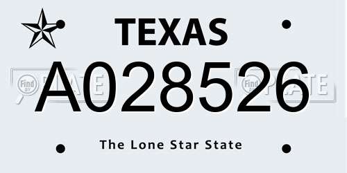 A028526 Texas License Plate