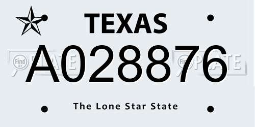 A028876 Texas License Plate