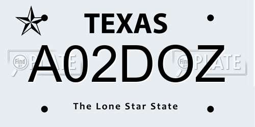 A02DOZ Texas License Plate