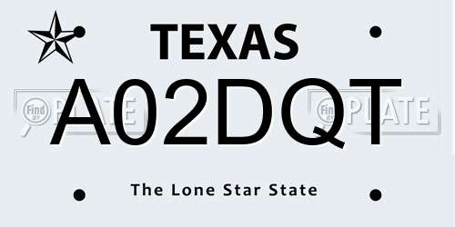 A02DQT Texas License Plate