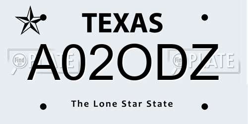A02ODZ Texas License Plate