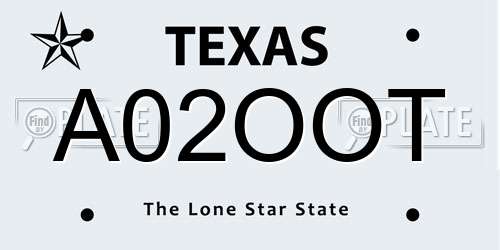 A02OOT Texas License Plate