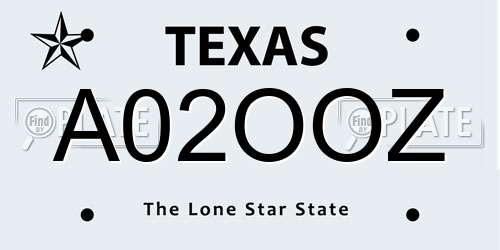 A02OOZ Texas License Plate
