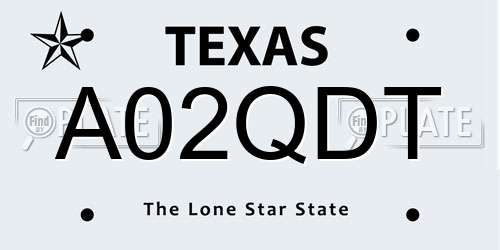 A02QDT Texas License Plate