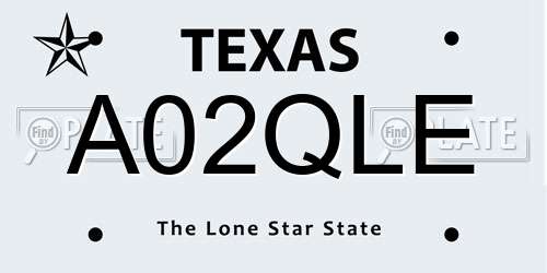 A02QLE Texas License Plate
