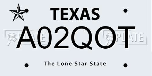 A02QOT Texas License Plate