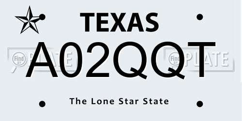 A02QQT Texas License Plate