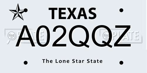 A02QQZ Texas License Plate