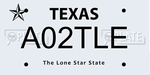 A02TLE Texas License Plate