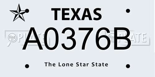 A0376B Texas License Plate