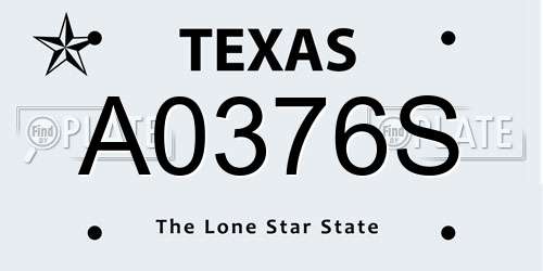 A0376S Texas License Plate