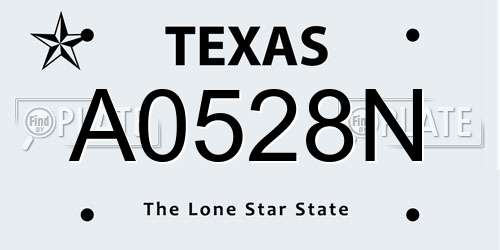A0528N Texas License Plate