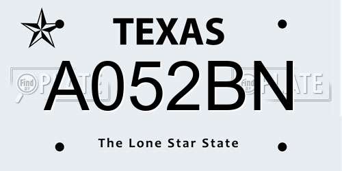A052BN Texas License Plate