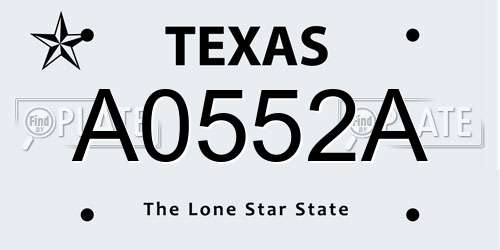 A0552A Texas License Plate