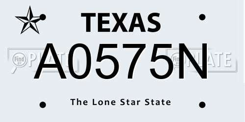 A0575N Texas License Plate
