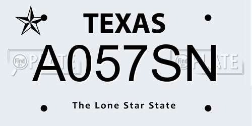 A057SN Texas License Plate