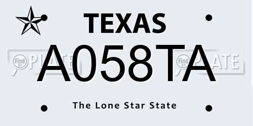 A058TA Texas License Plate