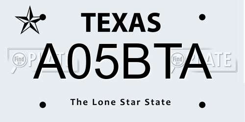 A05BTA Texas License Plate