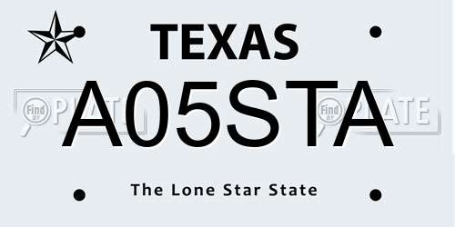 A05STA Texas License Plate