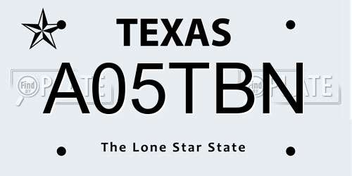 A05TBN Texas License Plate