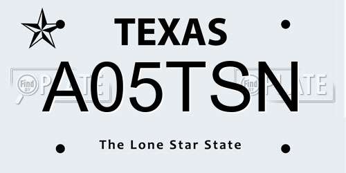 A05TSN Texas License Plate