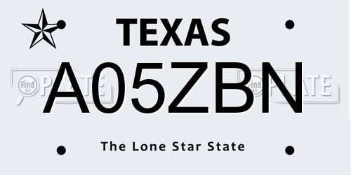 A05ZBN Texas License Plate
